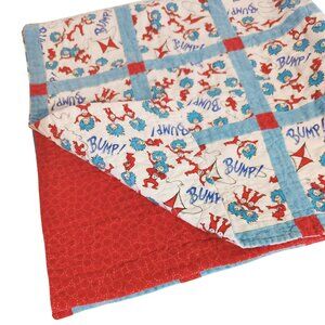Handmade Dr Seuss Thing 1 Thing 2 Baby Lap Quilt Patchwork Design 34 x 33 Inches